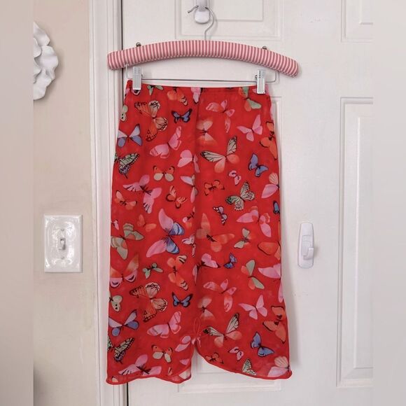 VTG Vanity Fair Red Butterflies Nylon Slip Size S - Picture 2 of 11